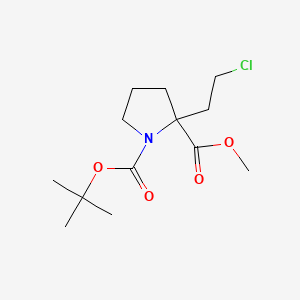 molecular formula C13H22ClNO4 B577408 1-Tert-butyl 2-methyl 2-(2-chloroethyl)pyrrolidine-1,2-dicarboxylate CAS No. 1351956-13-2