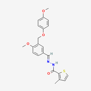 molecular formula C22H22N2O4S B5774124 N'-{4-methoxy-3-[(4-methoxyphenoxy)methyl]benzylidene}-3-methyl-2-thiophenecarbohydrazide 