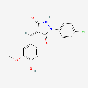 molecular formula C17H13ClN2O4 B5774203 1-(4-chlorophenyl)-4-(4-hydroxy-3-methoxybenzylidene)-3,5-pyrazolidinedione 