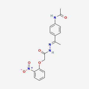 molecular formula C18H18N4O5 B5774251 N-(4-{N-[(2-nitrophenoxy)acetyl]ethanehydrazonoyl}phenyl)acetamide 
