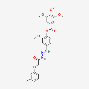 molecular formula C27H28N2O8 B5774441 2-methoxy-4-{2-[(3-methylphenoxy)acetyl]carbonohydrazonoyl}phenyl 3,4,5-trimethoxybenzoate 