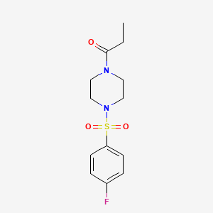 molecular formula C13H17FN2O3S B5774502 1-[(4-fluorophenyl)sulfonyl]-4-propionylpiperazine 