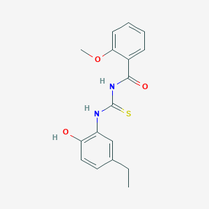 molecular formula C17H18N2O3S B5774602 N-{[(5-ethyl-2-hydroxyphenyl)amino]carbonothioyl}-2-methoxybenzamide 