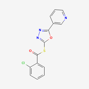 S-[5-(3-pyridinyl)-1,3,4-oxadiazol-2-yl] 2-chlorobenzenecarbothioate