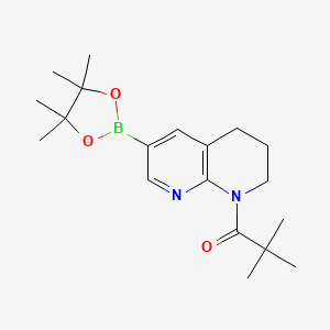 B577465 2,2-Dimethyl-1-(6-(4,4,5,5-tetramethyl-1,3,2-dioxaborolan-2-yl)-3,4-dihydro-1,8-naphthyridin-1(2H)-yl)propan-1-one CAS No. 1222533-83-6