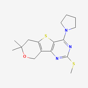 molecular formula C16H21N3OS2 B5774676 7,7-dimethyl-2-(methylthio)-4-(1-pyrrolidinyl)-6,9-dihydro-7H-pyrano[3',4':4,5]thieno[3,2-d]pyrimidine 