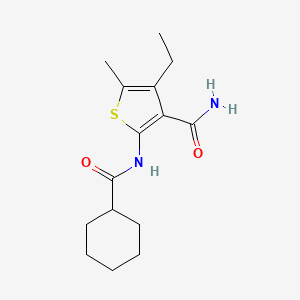 molecular formula C15H22N2O2S B5774679 2-[(cyclohexylcarbonyl)amino]-4-ethyl-5-methyl-3-thiophenecarboxamide 