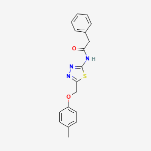 molecular formula C18H17N3O2S B5774809 N-{5-[(4-methylphenoxy)methyl]-1,3,4-thiadiazol-2-yl}-2-phenylacetamide 
