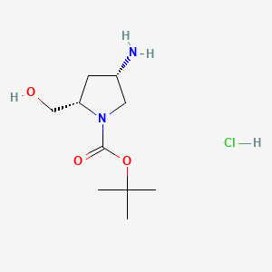 molecular formula C10H21ClN2O3 B577483 (2S,4S)-tert-Butyl 4-amino-2-(hydroxymethyl)pyrrolidine-1-carboxylate hydrochloride CAS No. 1217803-39-8