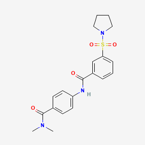 molecular formula C20H23N3O4S B5774934 N-{4-[(dimethylamino)carbonyl]phenyl}-3-(1-pyrrolidinylsulfonyl)benzamide 