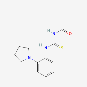molecular formula C16H23N3OS B5775058 2,2-dimethyl-N-({[2-(1-pyrrolidinyl)phenyl]amino}carbonothioyl)propanamide 