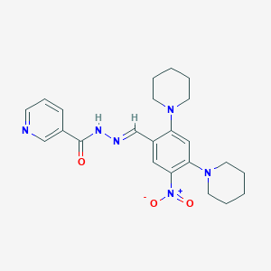 molecular formula C23H28N6O3 B5775093 N'-(5-nitro-2,4-di-1-piperidinylbenzylidene)nicotinohydrazide 