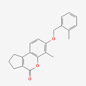 molecular formula C21H20O3 B5775230 6-methyl-7-[(2-methylbenzyl)oxy]-2,3-dihydrocyclopenta[c]chromen-4(1H)-one 