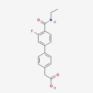 molecular formula C17H16FNO3 B577532 4-[4-(乙基氨基羰基)-3-氟苯基]苯基乙酸 CAS No. 1334500-11-6