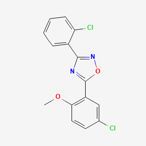 molecular formula C15H10Cl2N2O2 B5775390 5-(5-chloro-2-methoxyphenyl)-3-(2-chlorophenyl)-1,2,4-oxadiazole 
