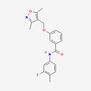 molecular formula C20H19FN2O3 B5775392 3-[(3,5-dimethyl-4-isoxazolyl)methoxy]-N-(3-fluoro-4-methylphenyl)benzamide 