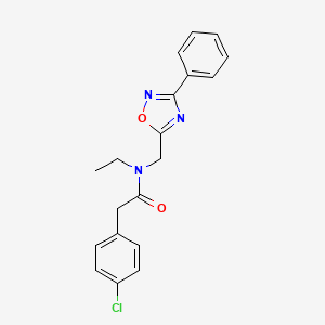 molecular formula C19H18ClN3O2 B5775467 2-(4-chlorophenyl)-N-ethyl-N-[(3-phenyl-1,2,4-oxadiazol-5-yl)methyl]acetamide 