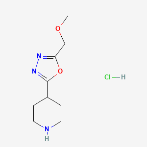 molecular formula C9H15N3O2 B577566 4-(5-甲氧基甲基-[1,3,4]恶二唑-2-基)-哌啶盐酸盐 CAS No. 1211528-77-6