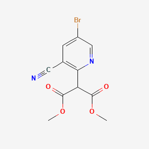 molecular formula C11H9BrN2O4 B577568 1,3-二甲基2-(5-溴-3-氰基吡啶-2-基)丙二酸酯 CAS No. 1365271-81-3