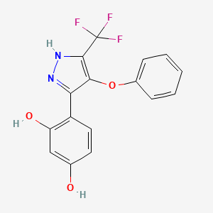 molecular formula C16H11F3N2O3 B5775709 4-[4-phenoxy-5-(trifluoromethyl)-1H-pyrazol-3-yl]-1,3-benzenediol 