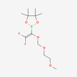 molecular formula C12H21BF2O5 B577581 2-{2,2-Difluoro-1-[(2-methoxyethoxy)methoxy]ethenyl}-4,4,5,5-tetramethyl-1,3,2-dioxaborolane CAS No. 1272412-65-3