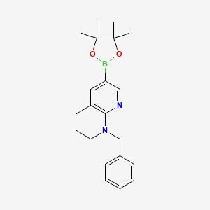 molecular formula C21H29BN2O2 B577590 n-Benzyl-n-ethyl-3-methyl-5-(4,4,5,5-tetramethyl-1,3,2-dioxaborolan-2-yl)pyridin-2-amine CAS No. 1352414-58-4