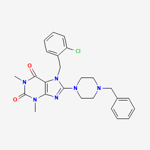 molecular formula C25H27ClN6O2 B5776158 8-(4-benzyl-1-piperazinyl)-7-(2-chlorobenzyl)-1,3-dimethyl-3,7-dihydro-1H-purine-2,6-dione 