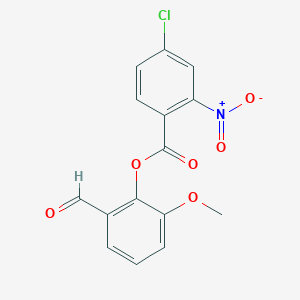 molecular formula C15H10ClNO6 B5776479 2-formyl-6-methoxyphenyl 4-chloro-2-nitrobenzoate 