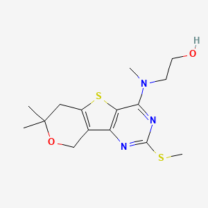 molecular formula C15H21N3O2S2 B5776628 2-[[7,7-dimethyl-2-(methylthio)-6,9-dihydro-7H-pyrano[3',4':4,5]thieno[3,2-d]pyrimidin-4-yl](methyl)amino]ethanol 