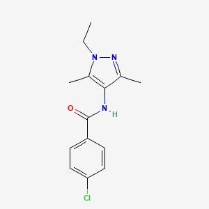 molecular formula C14H16ClN3O B5776670 4-chloro-N-(1-ethyl-3,5-dimethyl-1H-pyrazol-4-yl)benzamide 