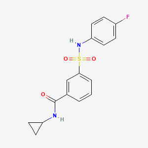molecular formula C16H15FN2O3S B5776730 N-cyclopropyl-3-{[(4-fluorophenyl)amino]sulfonyl}benzamide 