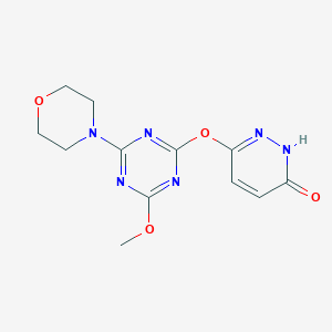 molecular formula C12H14N6O4 B5776768 6-{[4-methoxy-6-(4-morpholinyl)-1,3,5-triazin-2-yl]oxy}-3-pyridazinol 