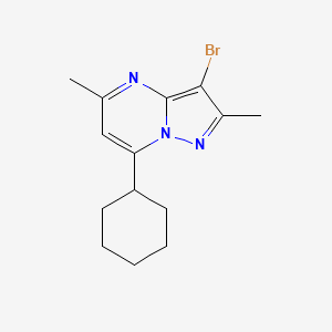 molecular formula C14H18BrN3 B577680 3-溴-7-环己基-2,5-二甲基吡唑并[1,5-a]嘧啶 CAS No. 1263286-18-5