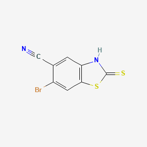molecular formula C8H3BrN2S2 B577681 6-溴-5-氰基-2-巯基苯并噻唑 CAS No. 1242336-64-6