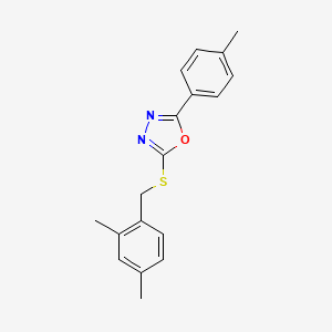molecular formula C18H18N2OS B5776832 2-[(2,4-dimethylbenzyl)thio]-5-(4-methylphenyl)-1,3,4-oxadiazole 