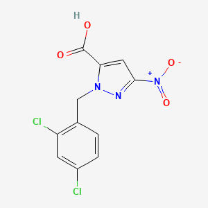 molecular formula C11H7Cl2N3O4 B5776912 1-(2,4-dichlorobenzyl)-3-nitro-1H-pyrazole-5-carboxylic acid 