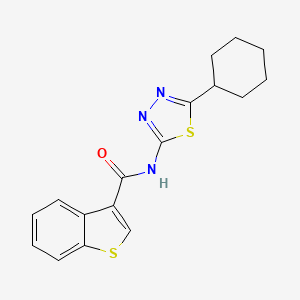 molecular formula C17H17N3OS2 B5777103 N-(5-cyclohexyl-1,3,4-thiadiazol-2-yl)-1-benzothiophene-3-carboxamide 