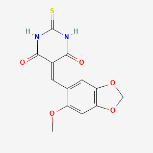molecular formula C13H10N2O5S B5777106 5-[(6-methoxy-1,3-benzodioxol-5-yl)methylene]-2-thioxodihydro-4,6(1H,5H)-pyrimidinedione 