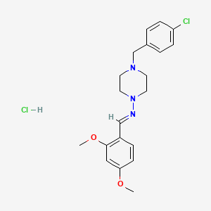 molecular formula C20H25Cl2N3O2 B5777136 4-(4-chlorobenzyl)-N-(2,4-dimethoxybenzylidene)-1-piperazinamine hydrochloride 
