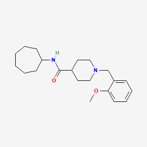 molecular formula C21H32N2O2 B5777140 N-cycloheptyl-1-(2-methoxybenzyl)-4-piperidinecarboxamide 
