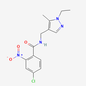 molecular formula C14H15ClN4O3 B5777162 4-chloro-N-[(1-ethyl-5-methyl-1H-pyrazol-4-yl)methyl]-2-nitrobenzamide 