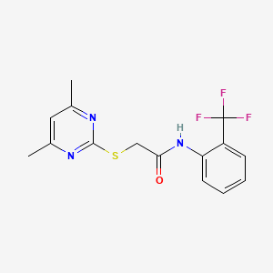molecular formula C15H14F3N3OS B5777320 2-[(4,6-dimethyl-2-pyrimidinyl)thio]-N-[2-(trifluoromethyl)phenyl]acetamide 