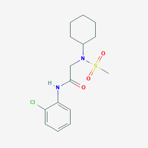 molecular formula C15H21ClN2O3S B5777379 N~1~-(2-chlorophenyl)-N~2~-cyclohexyl-N~2~-(methylsulfonyl)glycinamide 