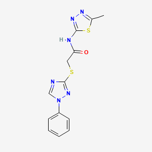 molecular formula C13H12N6OS2 B5777520 N-(5-methyl-1,3,4-thiadiazol-2-yl)-2-[(1-phenyl-1H-1,2,4-triazol-3-yl)thio]acetamide 