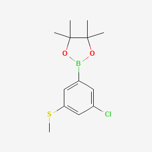 molecular formula C13H18BClO2S B577753 2-(3-Chloro-5-(methylthio)phenyl)-4,4,5,5-tetramethyl-1,3,2-dioxaborolane CAS No. 1256360-24-3