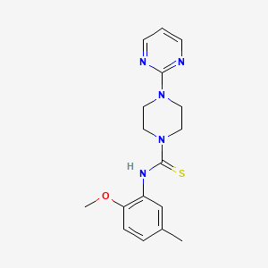 molecular formula C17H21N5OS B5777554 N-(2-methoxy-5-methylphenyl)-4-(2-pyrimidinyl)-1-piperazinecarbothioamide 