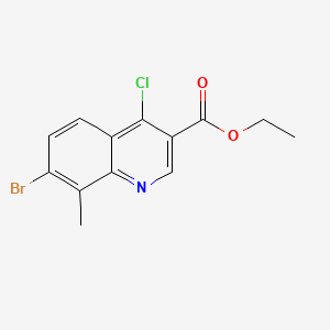 molecular formula C13H11BrClNO2 B577768 Ethyl 7-bromo-4-chloro-8-methylquinoline-3-carboxylate CAS No. 1242260-50-9