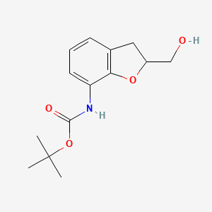 molecular formula C14H19NO4 B577769 Tert-butyl 2,3-dihydro-2-(hydroxymethyl)benzofuran-7-ylcarbamate CAS No. 1209460-19-4