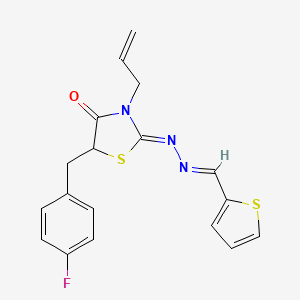 molecular formula C18H16FN3OS2 B5777703 2-thiophenecarbaldehyde [3-allyl-5-(4-fluorobenzyl)-4-oxo-1,3-thiazolidin-2-ylidene]hydrazone 