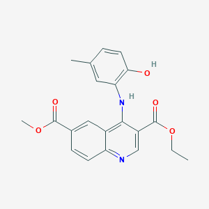 molecular formula C21H20N2O5 B5777741 3-ethyl 6-methyl 4-[(2-hydroxy-5-methylphenyl)amino]-3,6-quinolinedicarboxylate 